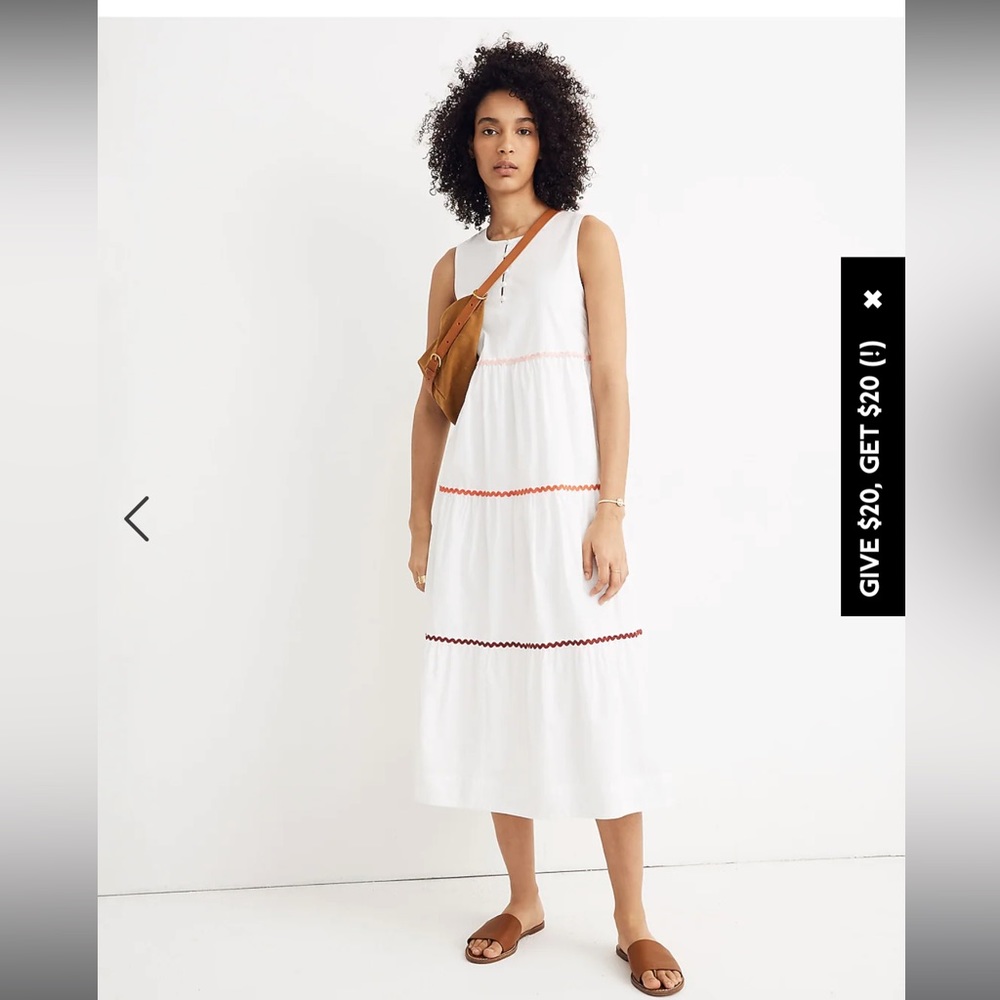 Madewell Rickrack Cattail Tiered Maxi Cotton Dress
